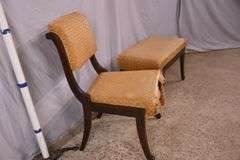 Mahogany vanity chair and bench; 55-12315F