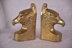 Pair of brass eagle head bookends; 18305-011