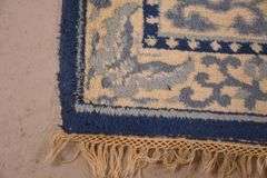 4.1'x6.0' hand knotted blue and off-white rug; 18305-006
