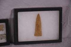 Group of miscellaneous Native American spearheads in 3 black cases; 12133-013