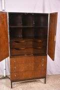 American of Martinsville walnut mid-century style armoire with fitted interior; 55-12346A