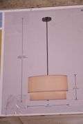 Pair of Hampton Bay "Eagan" 3-light drum pendant light fixtures; 336-4563+