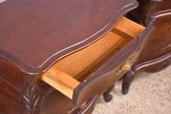 Pair of carved cherry French style 3 drawer bedside chests; 74-12878C
