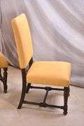 Set of 10 Bassett dining chairs with gold upholstered seats and backs; 1116-740