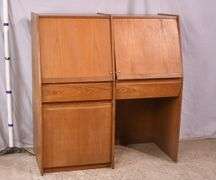 Danish Modern style kneehole slant front computer desk; 74-12845