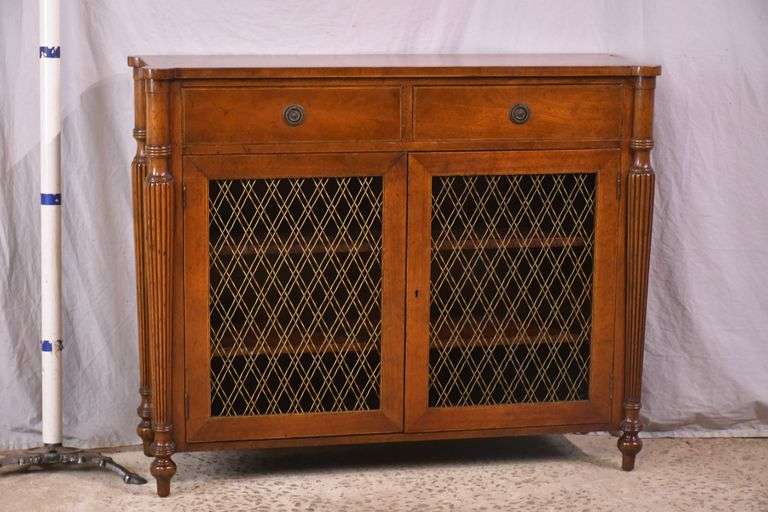 Sahon's mahogany credenza with reeded column corners; 68-7074