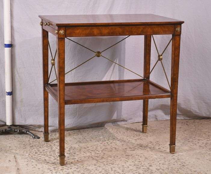 Theodore Alexander inlaid mahogany 2 tier side table with 2 slide-out ...