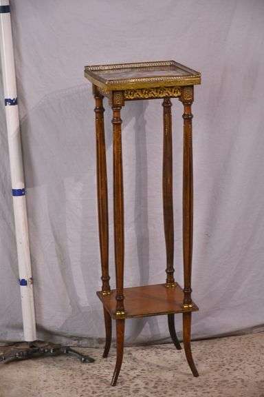 Two-tier ormolu mounted plant stand with marble top; 68-7242
