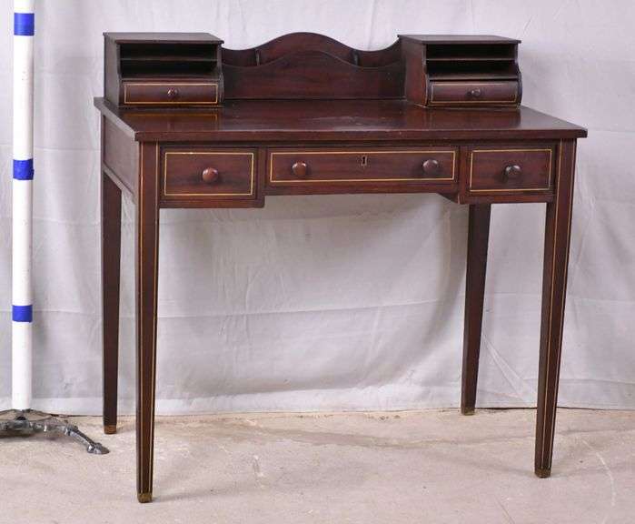 Inlaid mahogany step back writing table - R.H. Lee & Co. Auctioneers