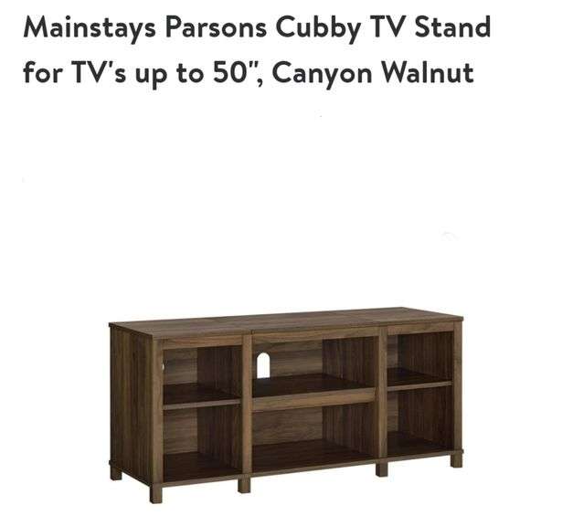 Mainstays Parsons Cubby TV Stand Up to 50" Walnut Lexington Online