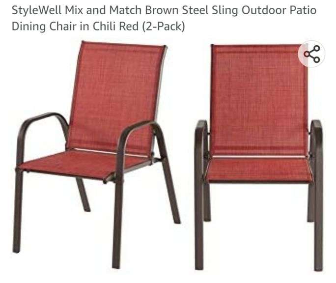 StyleWell Mix and Match Brown Steel Sling Outdoor Patio Dining Chair in ...