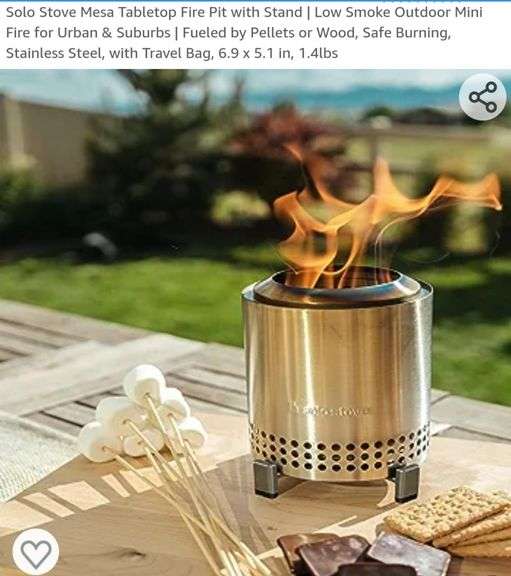 Solo Stove Mesa Tabletop Fire Pit with Stand | Low Smoke Outdoor Mini ...