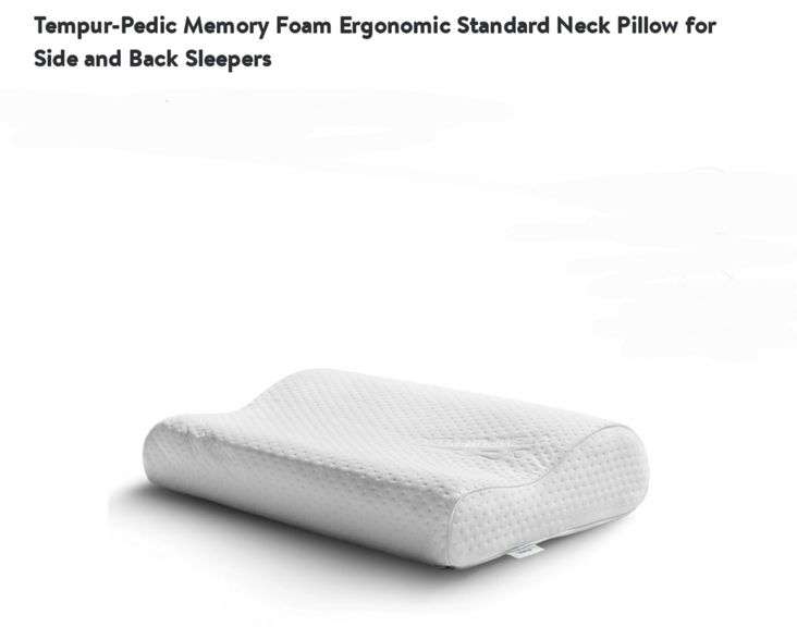 TempurPedic Memory Foam Ergonomic Standard Neck Pillow for Side and
