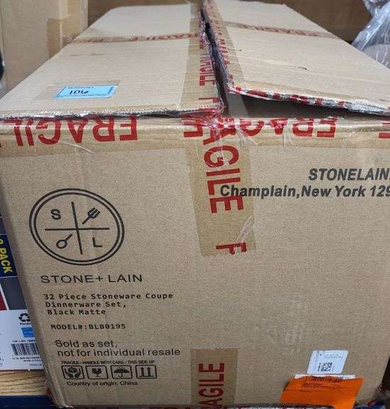 Stone Lain Coupe Dinnerware Set, Service For 8, Black Matte Lexington