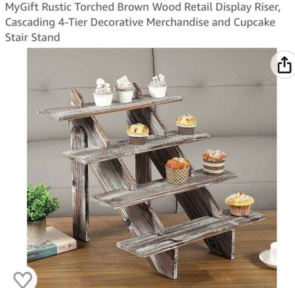Retail Merchandise Riser Rustic Torched Brown Wood Retail Display Riser, Cascading 4-Tier ...