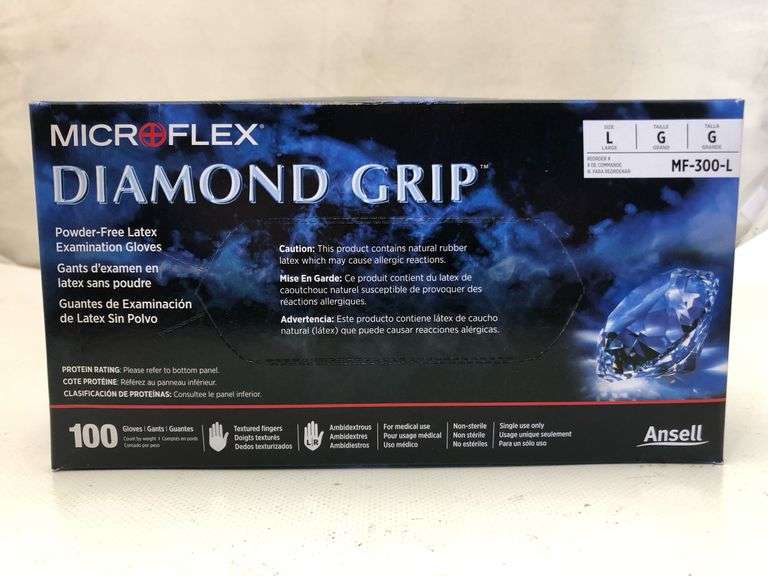 MicroFlex Diamond Grip Powder Free Latex Gloves 100ct Size Large