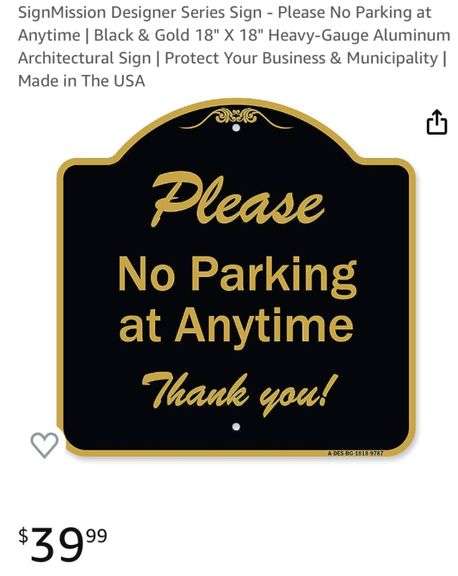 SignMission Designer Series Sign - No Parking Anytime 24 Hour Active Driveway Tow Away Zone Burgundy 18 X 18 Heavy Gauge Aluminum Architectural Sign Made - View #6