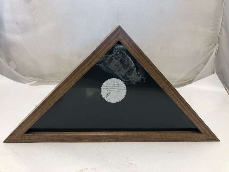 HBCY Creations American Veteran Burial Flag Display Case - Solid Wood Cherry Finish With Glass Front, Wall Mount Or Standing, 9.5' X 5' Flag Size
