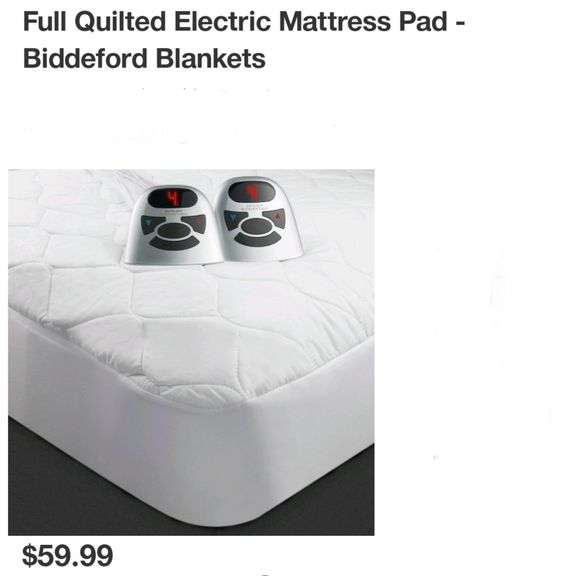 Biddeford Blankets Full Quilted Electric Mattress Pad Lexington