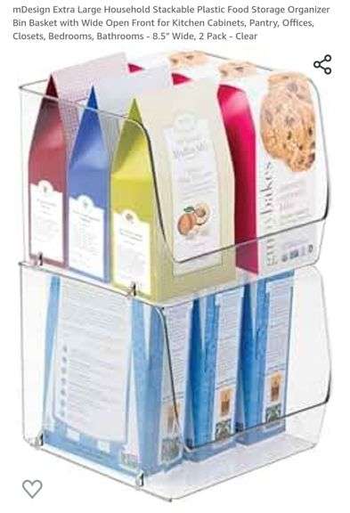 mDesign Extra Large Household Stackable Plastic Food Storage Organizer ...