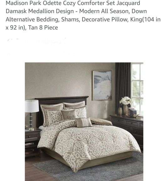 Madison Park Odette Cozy Comforter Set Jacquard Damask Medallion Design ...