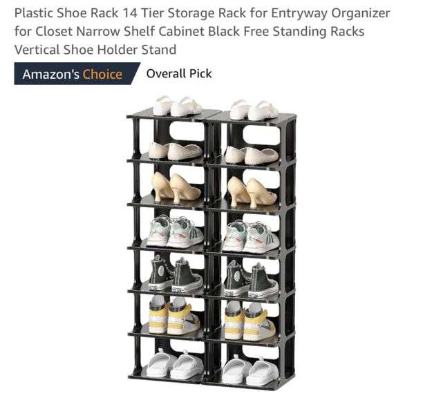 Plastic Shoe Rack 14 Tier Storage Rack for Entryway Organizer for