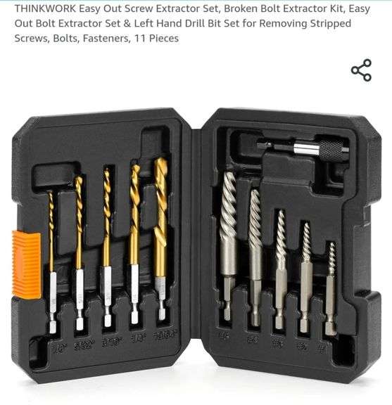 THINKWORK Damaged Screw Extractor Set - 39-Piece Bolt & Nut Remover Kit For Rusted/Frozen Fasteners