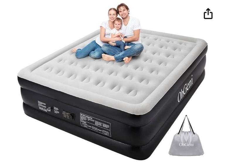 King Air Mattress with Built-in Pump for Guest,18” Tall, Inflatable