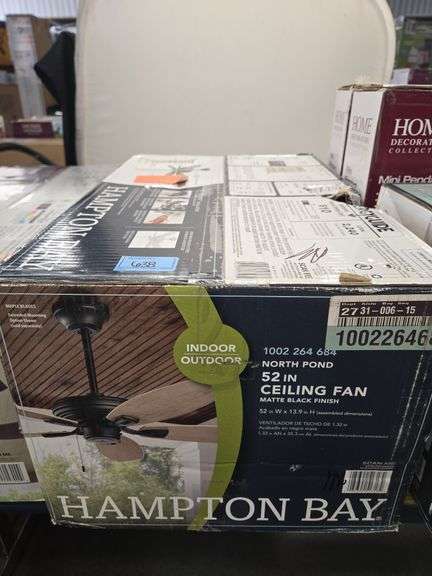 North Pond 52 in. Indoor/Outdoor Matte Black Ceiling Fan with Downrod and Reversible Motor; Light Kit Adaptable