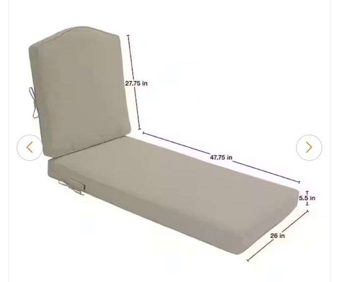 Hampton Bay

Laurel Oaks 26 in. x 47.75 in. CushionGuard Two Piece Outdoor Chaise Replacement Cushion in Putty