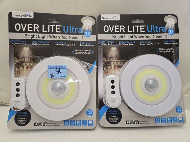 (2) Sensor Brite Overhead Motion Activated LED Night Lights
