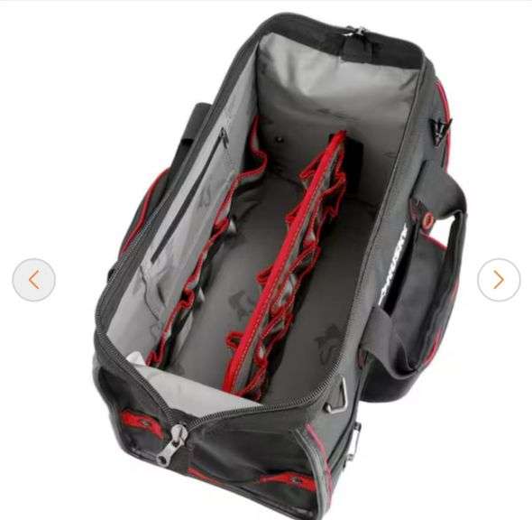 Husky 18 In. Large Mouth Tool Bag With Tool Wall, Black