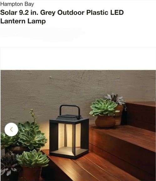 Hampton Bay
Solar 9.2 in. Grey Outdoor Plastic LED Lantern Lamp