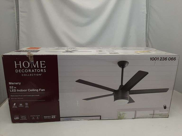 Home Decorators Collection Merwry 52 in. Integrated LED Indoor Matte Black Ceiling Fan with Light Kit and Remote Control