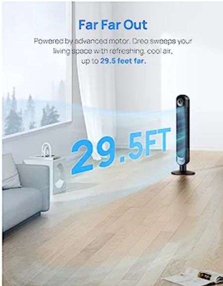 Dreo Tower Fan 42 Inch, Cruiser Pro T1 Quiet Oscillating Bladeless Fan with Remote, 6 Speeds, 4 Modes, LED Display, 12H Timer,
