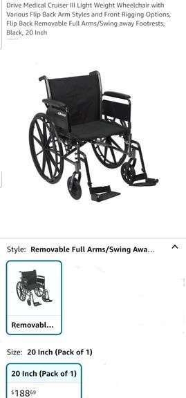 Drive Medical Cruiser III Light Weight Wheelchair 20"