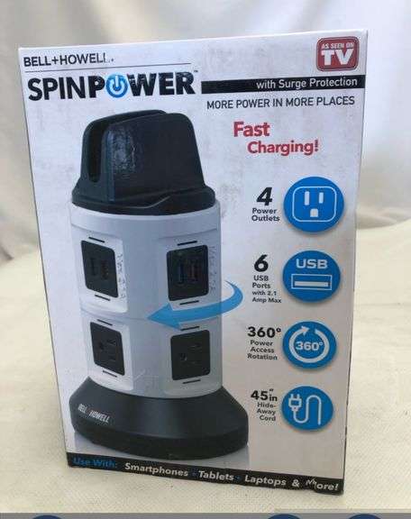 Bell + Howell 4-Outlets / 6 USB Spin Power - The Ultimate Smart Charging Station