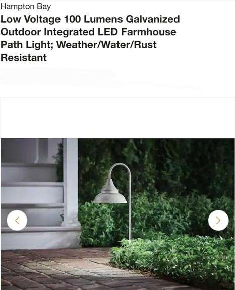 Hampton Bay Low Voltage 100 Lumens Galvanized Outdoor Integrated LED Farmhouse Path Light; Weather/Water/Rust Resistant