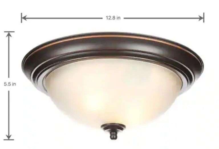 13 in. 2-Light Oil Rubbed Bronze Flush Mount