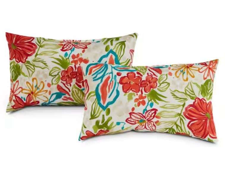 Greendale Home Fashions Breeze Floral Lumbar Outdoor Throw Pillow (2-Pack)