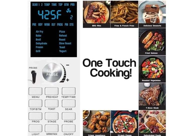 Nuwave Bravo XL Air Fryer Toaster Smart Oven, 12-in-1 Countertop Grill/Griddle Combo, 30-Qt XL Capacity, 50F-500F adjustable in precise 5F increments, Integrated Smart Thermometer, Linear T Technology