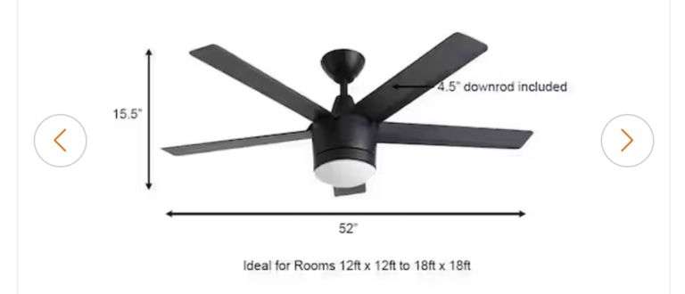 Home Decorators Collection Merwry 52 in. Integrated LED Indoor Matte Black Ceiling Fan with Light Kit and Remote Control