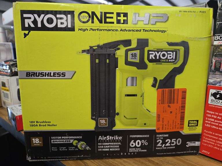 RYOBI ONE+ HP 18V 18-Gauge Brushless Cordless AirStrike Brad Nailer (Tool Only)