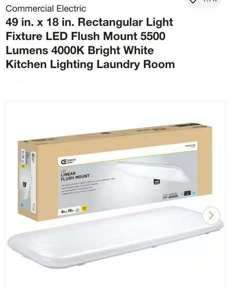 Commercial Electric 49 in. x 18 in. Rectangular Light Fixture LED Flush Mount 5500 Lumens 4000K Bright White