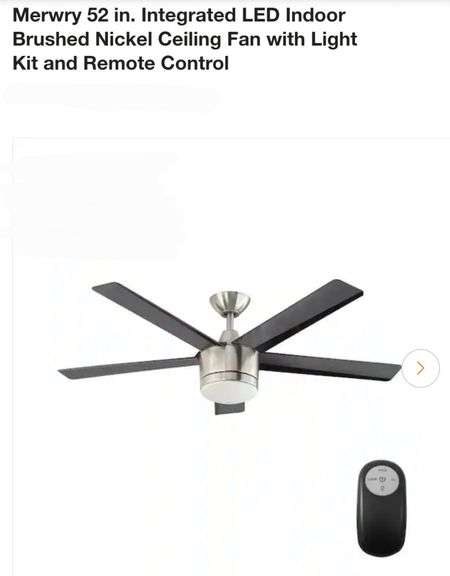 Merwry 52 in. Integrated LED Indoor Brushed Nickel Ceiling Fan with Light Kit and Remote Control