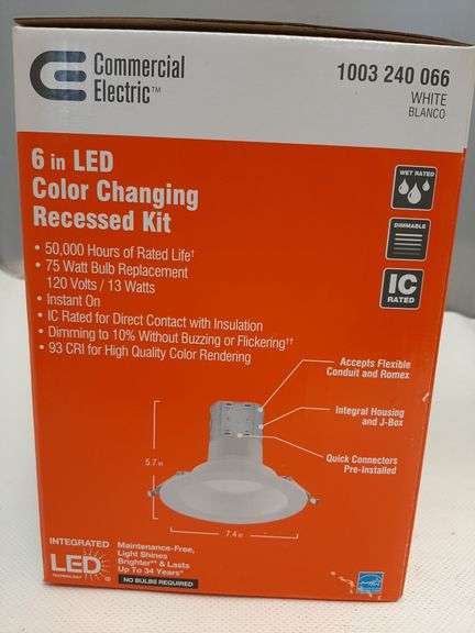 Commercial Electric Easy-Up 6 in. White Baffle Integrated LED Recessed Kit with Selectable CCT (2700K-5000K), (No Can Needed)