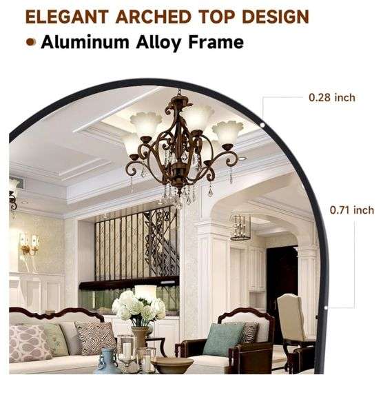 64"x21" Full Length Mirror Arched Full Mirror Free Standing Leaning Mirror Wall-Mounted Mirror