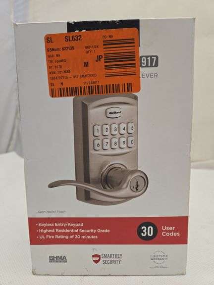 Kwikset 917 SmartCode Satin Nickel Keypad Electronic Single-Cylinder Tustin Door Lever Featuring SmartKey Security