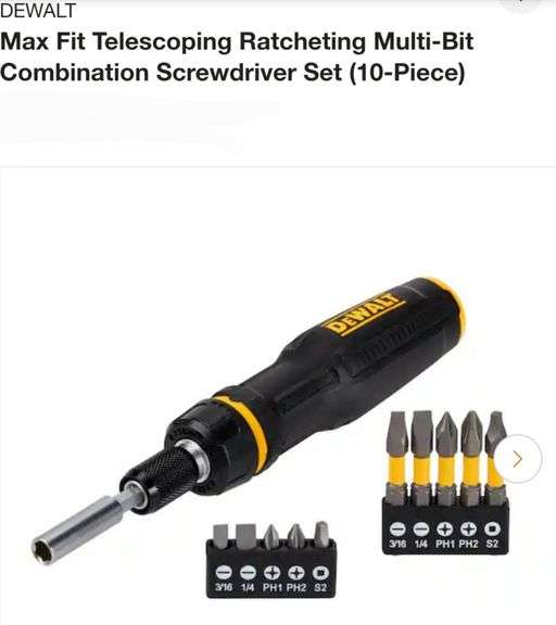 DEWALT Max Fit Telescoping Ratcheting Multi-Bit Combination Screwdriver Set (10-Piece)