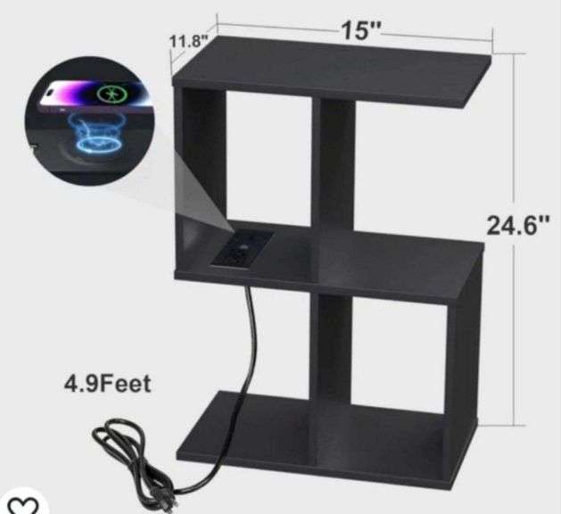 Homesuit End Table with Charging Station